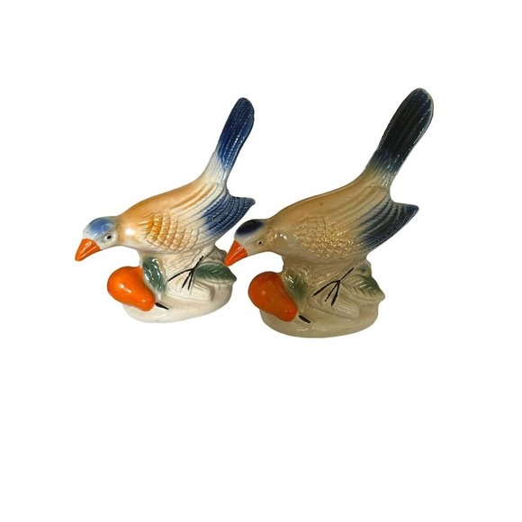 Vintage Lusterware Birds Avifauna with Fruit Made in Brazil Ceramic Figurines - Picture 15 of 16